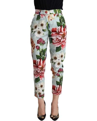 Dolce & Gabbana Elevate Your Chic With Floral Tapered Trousers - Black