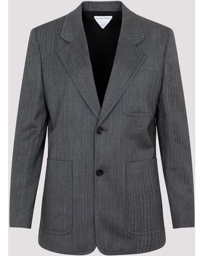 Bottega Veneta Grey Wool Chevron Jacket