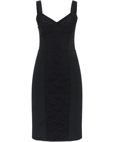 Dolce & Gabbana Bustier Dress With Lace Insert - Black