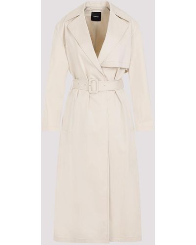 Theory Sand Beige Cotton Trench - Natural
