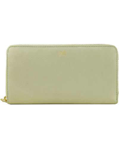 Class Roberto Cavalli Etoupe Gray Calf Leather Zip Closure Wallet - Green