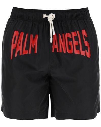 Palm Angels "sea Bermuda Shorts With Logo Print - Black