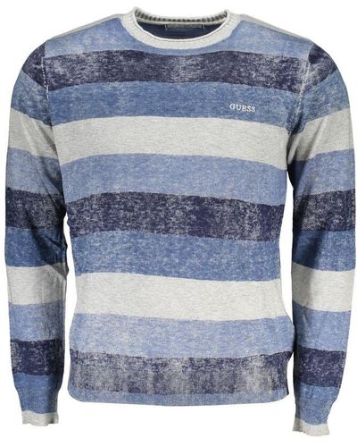 Guess Nautical Striped Crew Neck Sweater - Blue