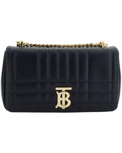 Burberry Quilted Leather Shoulder Bag With Chain Strap - Black