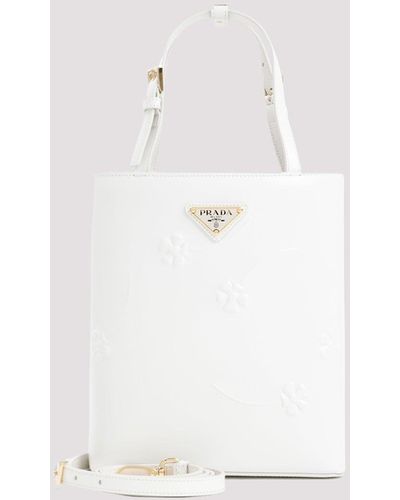 Prada White Brushed Calf Leather Handbag