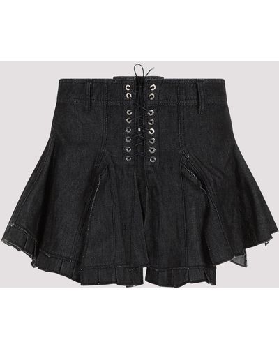 Ludovic de Saint Sernin Anthracite Pleated Cotton Mini Skirt - Black