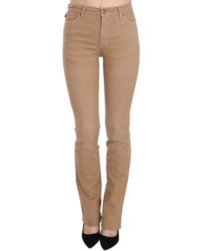 Just Cavalli Cotton Stretch Mid Waist Skinny Trousers Trousers - White