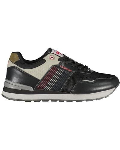 Carrera Sleek Laced Sports Trainers With Contrast Details - Black