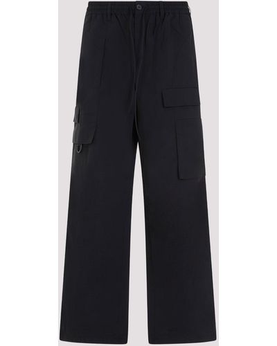 Y-3 Black Crinkle Nylon Trousers - Blue