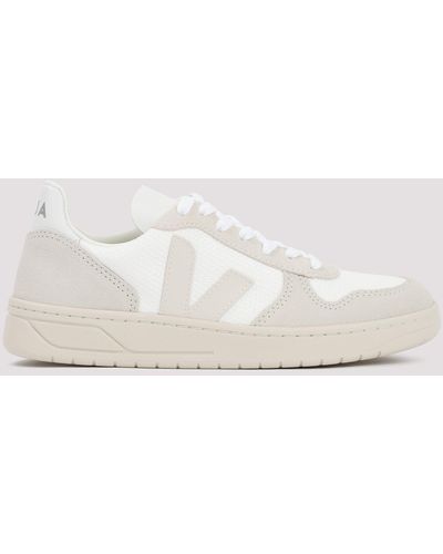 Veja White And Taupe V10 Trainers