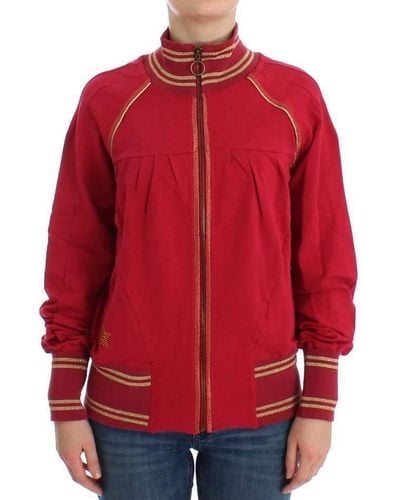 John Galliano Mock Zip Sweater Pink Sig12526 - Red