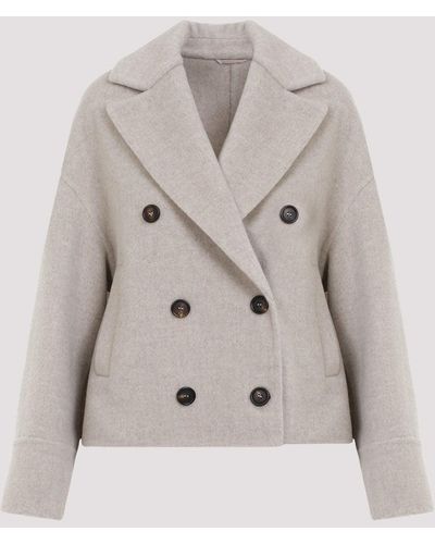 Brunello Cucinelli Beige Db Couture Wool Coat - Grey