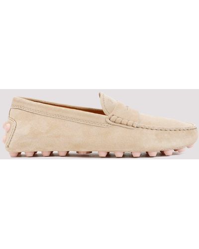 Tod's Natural Beige Suede Leather Loafers