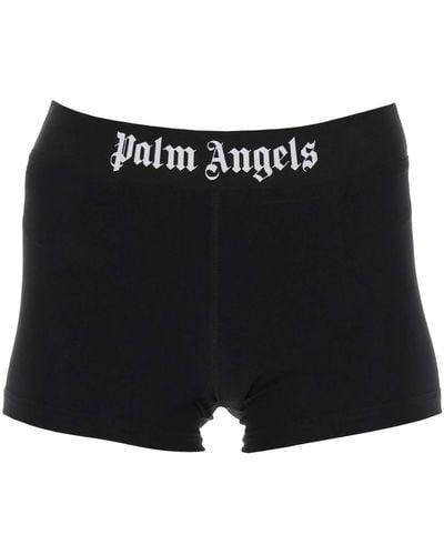 Palm Angels Sporty Shorts With Branded Stripe - Black