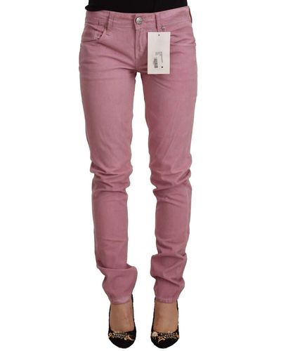 Acht Pink Cotton Slim Fit Denim Skinny Jeans - Red