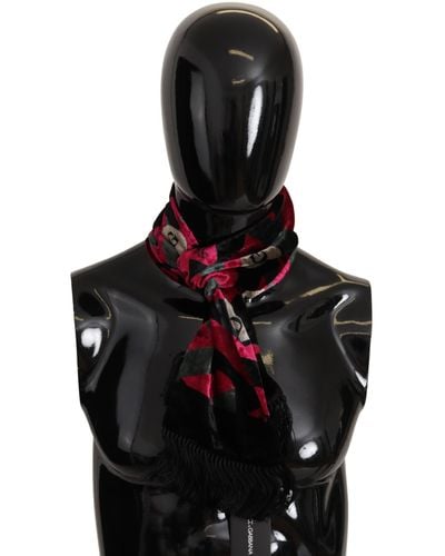 Dolce & Gabbana Multicolor Dg Logo Print Shawl Wrap Fringe Scarf Viscose - Black