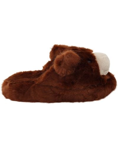 Dolce & Gabbana Teddy Bear Slippers Sandals Shoes - Brown