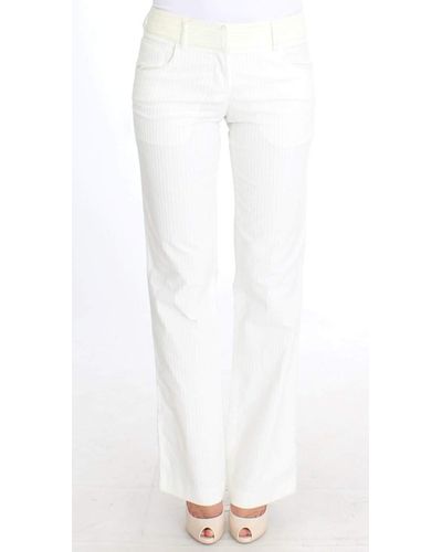 Ermanno Scervino Chic Striped Straight Fit Trousers - White