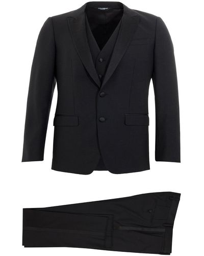 Dolce & Gabbana Three Piece Smoking Black Suit