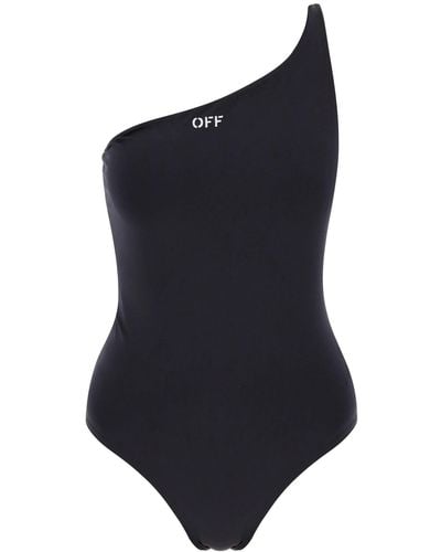 Off-White c/o Virgil Abloh Off One Shoulder Swimsuit With Embroidered - Blue
