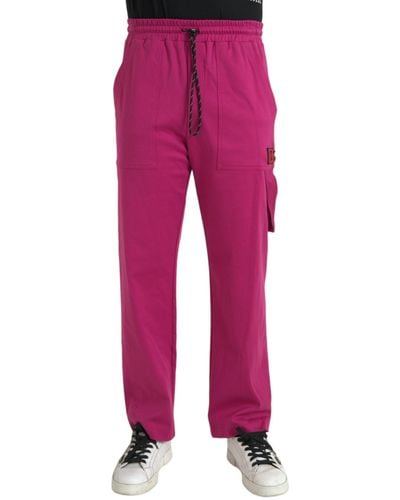 Dolce & Gabbana Logo Cargo Cotton Jogger Sweatpants Pants - Pink