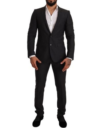 Dolce & Gabbana Wool Martini Slim Fit Set Suit - Black