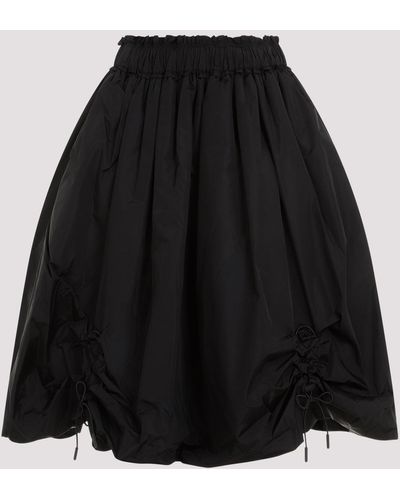 Simone Rocha Black Elasticated Ruching Polyamide Midi Skirt