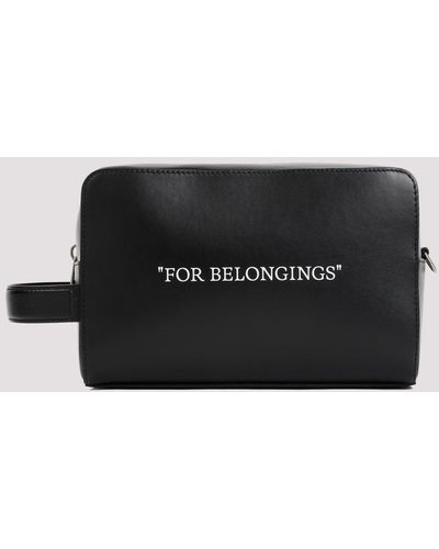 Off-White c/o Virgil Abloh Black White Quote Bookish Calf Leather Toiletry Pouch