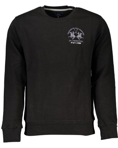 La Martina Elegant Crew Neck Fleece Sweatshirt - Black