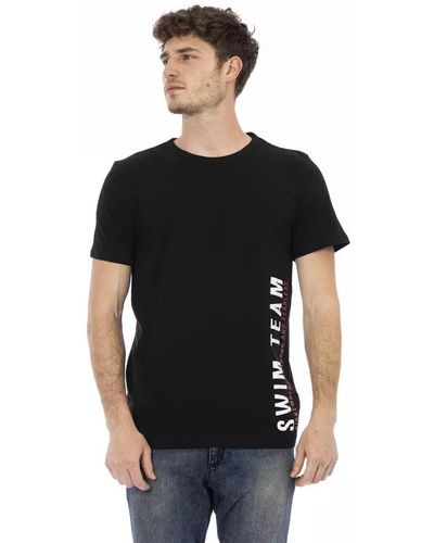 Bikkembergs Sleek Black Cotton Tee With Bold Front Print