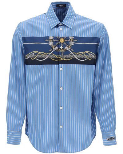 Versace Striped Shirt With Insert - Blue