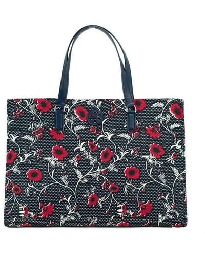 Tory Burch Medium Nylon Retro Batik Print Shoulder Tote Handbag - Red