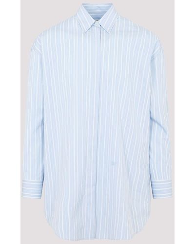Off-White c/o Virgil Abloh Light Blue Stripe Poplin Round Zip Shirt