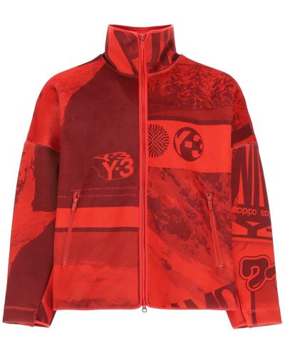 Y-3 Velvet Spacer Zine Full Zip Sweatshirt - Red