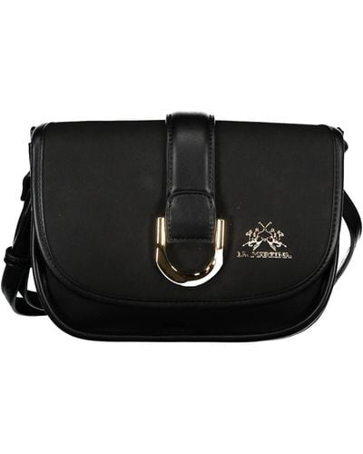 La Martina Elegant Contrast Detail Shoulder Bag - Black