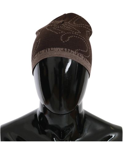 CoSTUME NATIONAL C'n'c Beanie Wool Blend Branded Hat - Brown