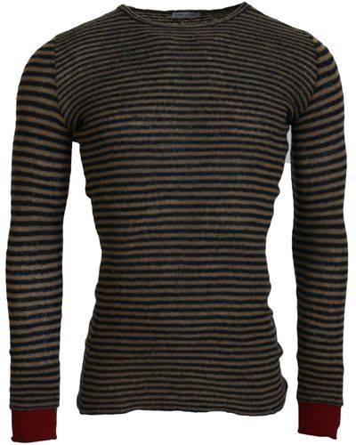 Daniele Alessandrini Multicolour Stripes Wool Crewneck Pullover Jumper - Black