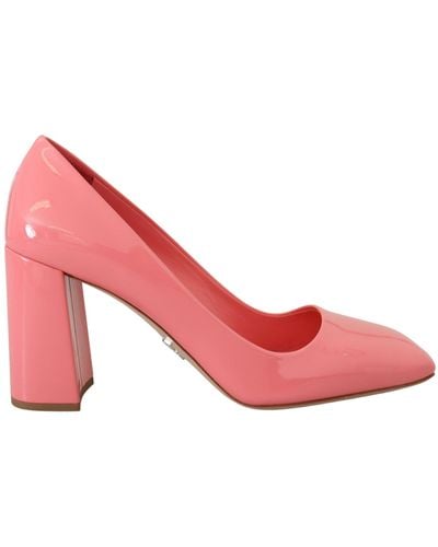 Prada Square Toe Leather Court Shoes By - Pink