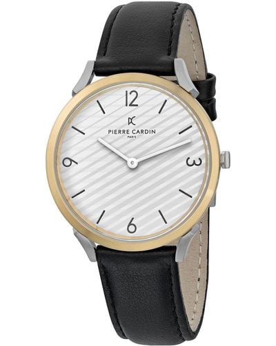Pierre Cardin Quartz Leather Strap Watches - Metallic