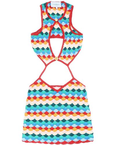 Casablancabrand 'rainbow Shell' Mini Crochet Dress - Blue