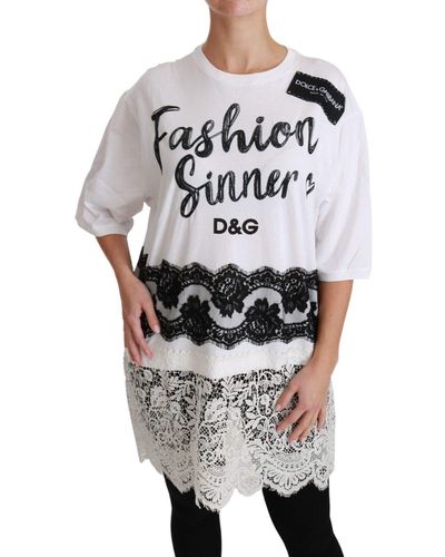 Dolce & Gabbana Chic Dg Fashion Sinner Oversized Tee - Grey
