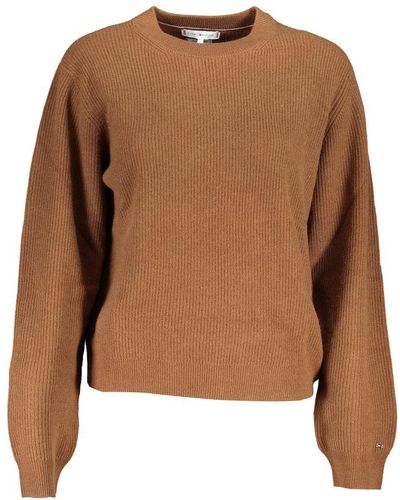 Tommy Hilfiger Chic Long Sleeve Crew Neck Jumper - Brown