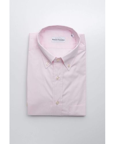 Robert Friedman Elegant Pink Cotton Button-down Shirt
