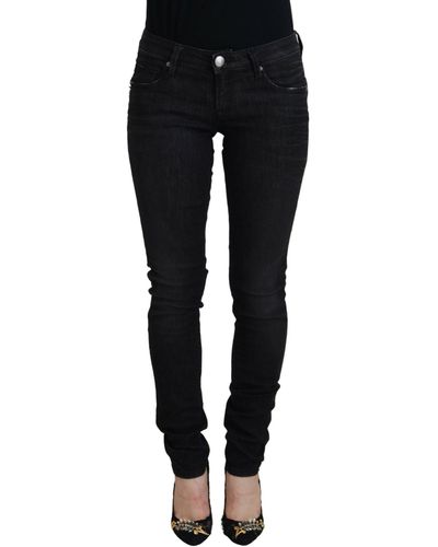 Acht Chic Low Waist Designer Skinny Jeans - Black