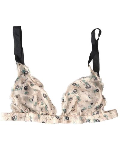 CoSTUME NATIONAL Beige Floral Underwear Bikini Bra - Natural