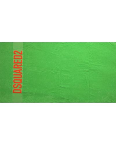 DSquared² Green Logo Print Cotton Soft Unisex Beach Towel