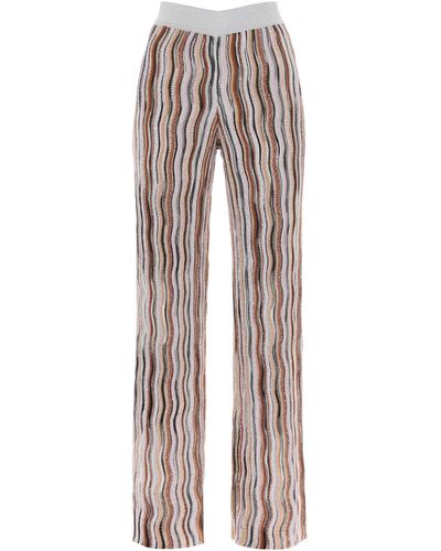 Missoni Sequined Knit Pants With Wavy Motif - Multicolor