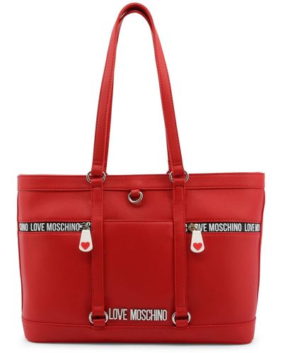 Love Moschino Plaque Logo Tote Bag - Red