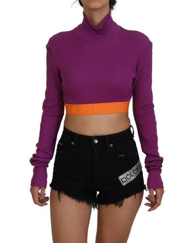 Dolce & Gabbana Elegant Turtle Neck Pullover Sweater - Purple