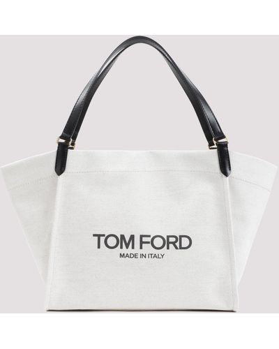 Tom Ford Rope Black Amalfi Cotton Tote Bag - White
